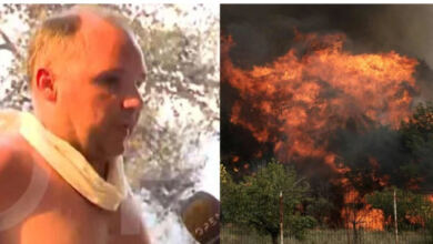 Photo of «Τουλάχιστον έσωσα την οικογένεια μου»: Άνδρας λυγίζει βλέποντας το καμένο σπίτι του στη Μάνδρα
