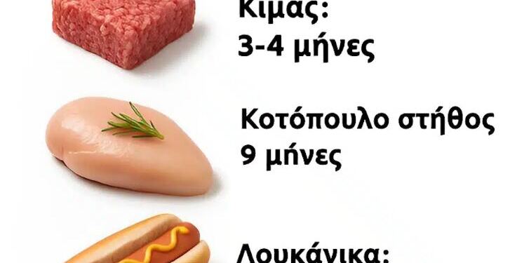 Ποιά είναι η διάρκεια αποθήκευσης του κρέατος στην κατάψυξη;