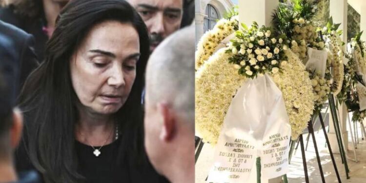 Θρήνος στην κηδεία της Λένας Σαμαρά – Οι πρώτες φωτογραφίες και το στεφάνι του Πρωθυπουργού