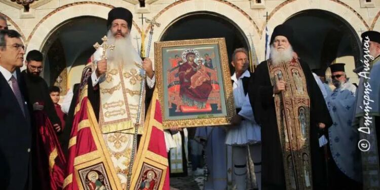 Υποδοχή της Ιεράς Εικόνος της Παναγίας Παντανάσσης στη Μαλεσίνα από την Ιερά Μεγίστη Μονή Βατοπαιδίου