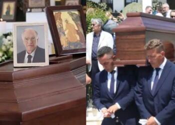 Θρήνος στην κηδεία του Βασίλη Λεβέντη: Συγκλονισμένοι η σύζυγος και ο γιος του  στο τελευταίο αντίο
